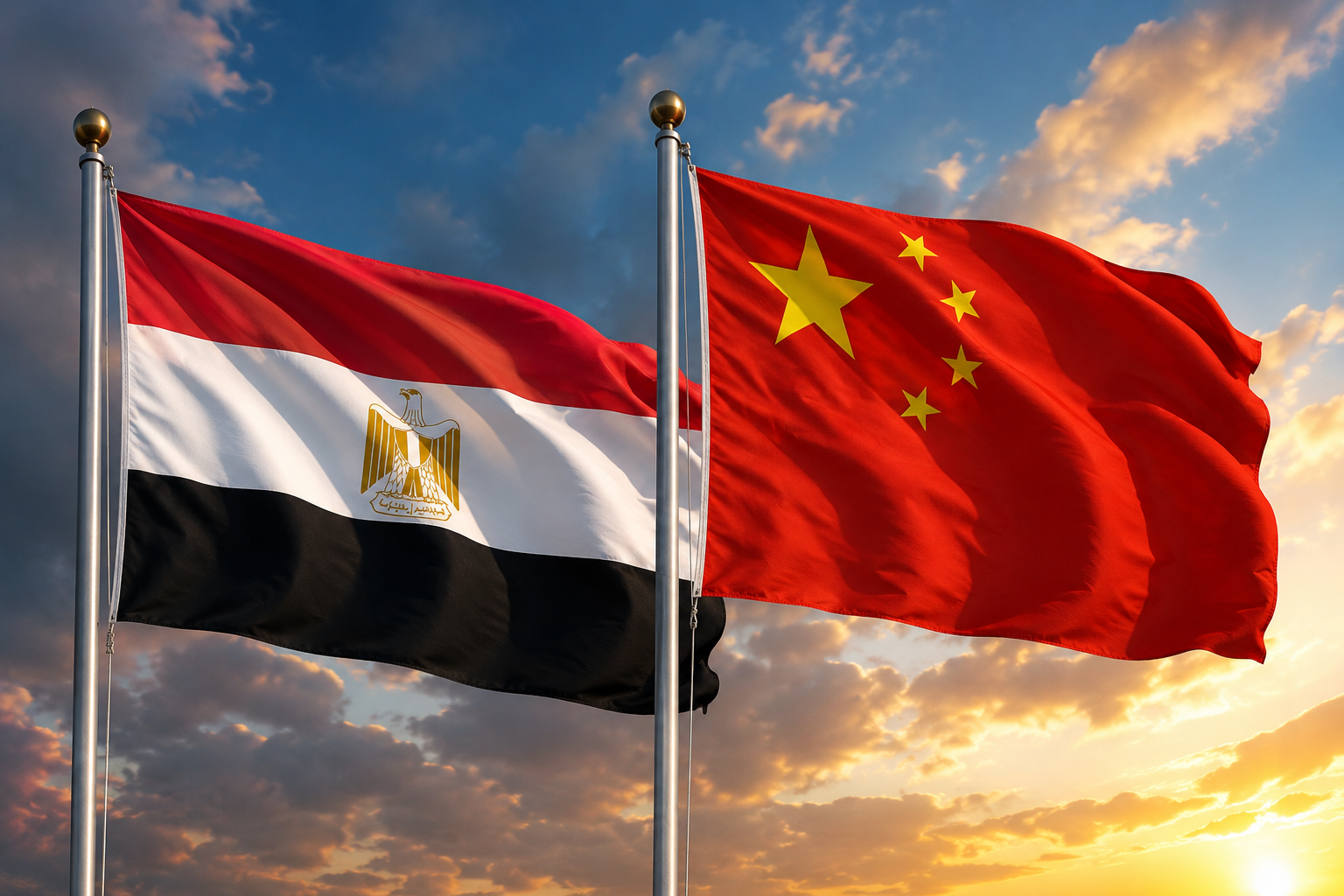 Egypt & China Flags, Egypt/China