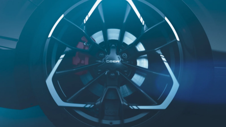Ceer Vehicle Wheel, Saudi Arabia: close-up of a Ceer car wheel with the Ceer badge on the centre cap and a red brake caliper